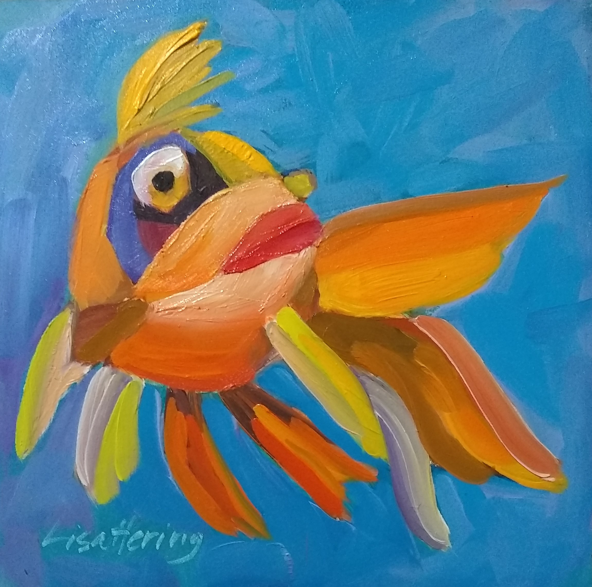 Harold the Fish, 5" x 5", 65 USD, unframed